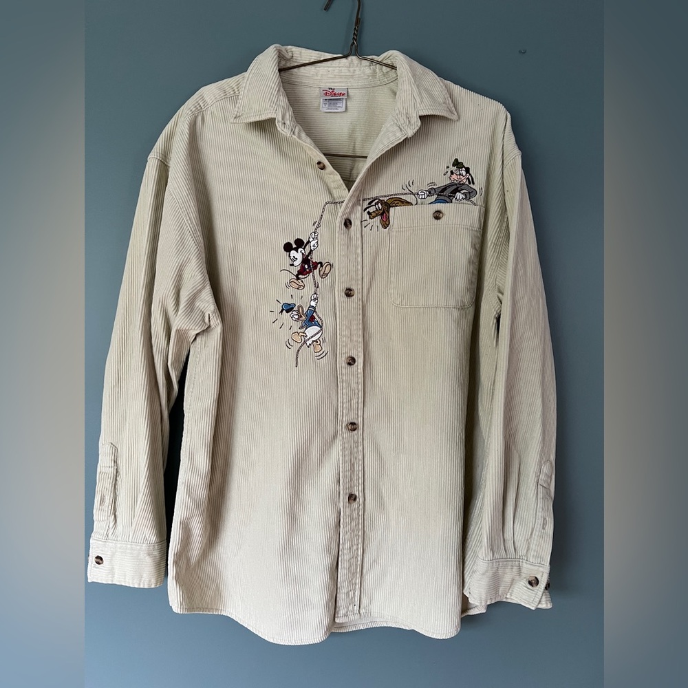 Vintage 90s Disney corduroy embroidered shirt Large